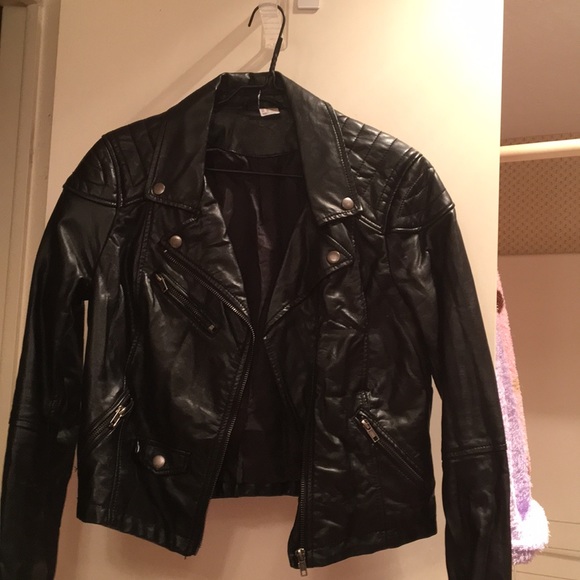 H&M Jackets & Coats Hm Faux Leather Bomber Jacket Poshmark